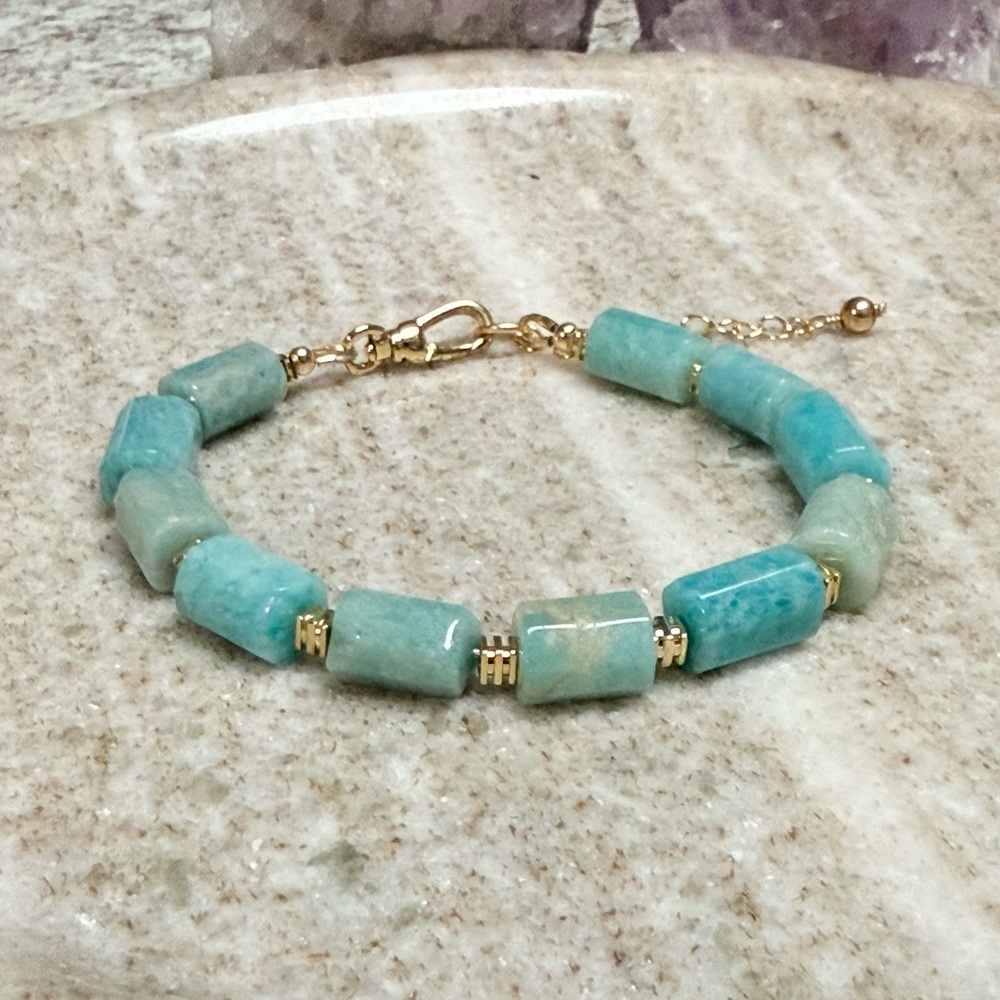Gold-Filled Amazonite Tube Bead Bracelet